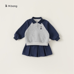 Set áo dài tay phối chân váy xếp ly chất cotton mềm mịn, phong cách Hàn Quốc M.bang cho bé gái