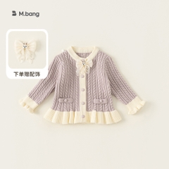Áo len cài cúc bé gái Mbang siêu dày ấm thiết kế xinh xắn. Áo len cho bé gái Mbang ống loe xinh xắn