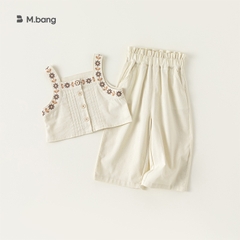 set quần áo bò thêu sang chảnh chất mềm mát M.bang cho bé gái