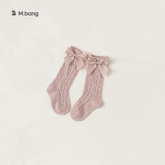 Tất lưới dài chất mềm mịn đàn hồi tốt đính nơ M.bang cho bé gái