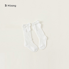 Tất lưới dài chất mềm mịn đàn hồi tốt đính nơ M.bang cho bé gái