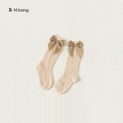 Tất lưới dài chất mềm mịn đàn hồi tốt đính nơ M.bang cho bé gái