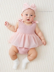 Body so sinh nơ hồng chất siêu thoáng M.bang cho bé gái
