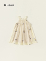 Váy Bé Gái Cổ Yếm Thêu Hoa Nhí M.bang Đầm Vintage Cho Bé Chất Muslin Cao Cấp Mềm Mại Đi Chơi Đi Học