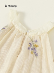 Váy Bé Gái Cổ Yếm Thêu Hoa Nhí M.bang Đầm Vintage Cho Bé Chất Muslin Cao Cấp Mềm Mại Đi Chơi Đi Học