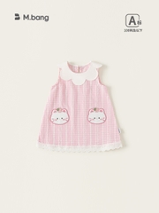 Váy bé gái M.bang dáng chữ A cổ sen họa tiết kẻ caro gingham hồng dễ thương cho bé từ 8 tháng đến 5 tuổi