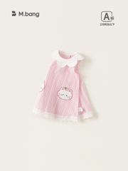 Váy bé gái M.bang dáng chữ A cổ sen họa tiết kẻ caro gingham hồng dễ thương cho bé từ 8 tháng đến 5 tuổi