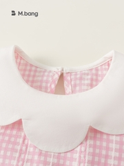 Váy bé gái M.bang dáng chữ A cổ sen họa tiết kẻ caro gingham hồng dễ thương cho bé từ 8 tháng đến 5 tuổi