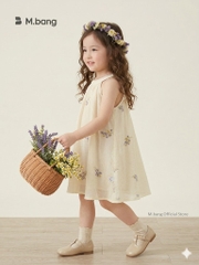 Váy Bé Gái Cổ Yếm Thêu Hoa Nhí M.bang Đầm Vintage Cho Bé Chất Muslin Cao Cấp Mềm Mại Đi Chơi Đi Học