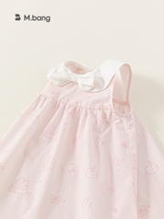 Đầm Bé Gái M.bang Sát Nách Cổ Sen Họa Tiết Mèo Cute Màu Hồng Pastel Cho Bé Đi Chơi Đi Học
