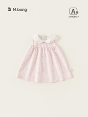 Đầm Bé Gái M.bang Sát Nách Cổ Sen Họa Tiết Mèo Cute Màu Hồng Pastel Cho Bé Đi Chơi Đi Học