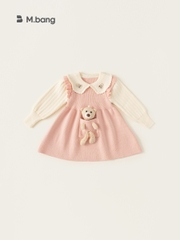 Váy len bé gái Mbang kèm gấu nhỏ dễ thương, Váy len bé gái Mbang kèm gấu siêu cute