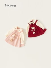 Váy len bé gái Mbang kèm gấu nhỏ dễ thương, Váy len bé gái Mbang kèm gấu siêu cute