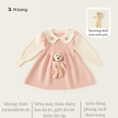 Váy len bé gái Mbang kèm gấu nhỏ dễ thương, Váy len bé gái Mbang kèm gấu siêu cute