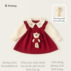 Váy len bé gái Mbang kèm gấu nhỏ dễ thương, Váy len bé gái Mbang kèm gấu siêu cute