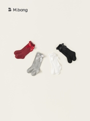Tất dài cotton co giãn mềm mại gắn nơ xinh xắn M.bang cho bé gái