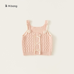 Áo len gile dệt kim bé gái M.bang sát nách nơ hoa dễ thương