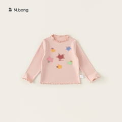 Áo thun giữ nhiệt cao cấp cổ bèo chất siêu mềm mịn co giãn họa tiết sao tim dễ thương M.bang cho bé gái