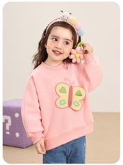 Áo Nỉ Sweater Bé Gái Thu Đông CUTEPANDA'S Chất Mềm Mại An Toàn Cho Da Bé họa tiết 3D dễ thương
