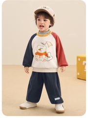 Bộ Nỉ Bông Phối Màu Hình Gấu CUTEPANDA'S Dài Tay Cho Bé Trai Bé Gái Phong Cách Hàn Quốc