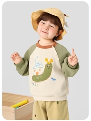 Áo Sweater Nỉ Bông Dài Tay CUTEPANDA'S Cho Bé Trai Bé Gái Phối Màu Tay Raglan Họa Tiết Dễ Thương