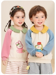 Áo Nỉ Cổ Polo CUTEPANDA'S Chất Vải Mềm Mại Giữ Ấm Hình Thú Dễ Thương Cho Bé Trai Bé Gái