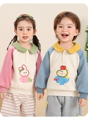 Áo Nỉ Cổ Polo CUTEPANDA'S Chất Vải Mềm Mại Giữ Ấm Hình Thú Dễ Thương Cho Bé Trai Bé Gái