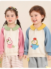 Áo Nỉ Cổ Polo CUTEPANDA'S Chất Vải Mềm Mại Giữ Ấm Hình Thú Dễ Thương Cho Bé Trai Bé Gái