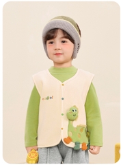 BST Áo gile lông cừu CUTEPANDA'S  cho bé trai, bé gái mềm mịn giữ ấm mùa đông hình khủng long 3D siêu cute