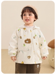 Áo khoác gió lót nỉ CUTEPANDA'S cho bé trai, bé gái chống nước, giữ nhiệt họa tiết gấu