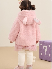 Áo khoác lông cừu lót nỉ tai thỏ CUTEPANDA'S cho bé gái