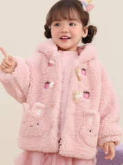 Áo khoác lông cừu lót nỉ tai thỏ CUTEPANDA'S cho bé gái