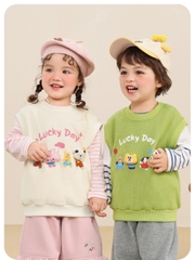 Áo gile len dệt kim CUTEPANDA'S cho bé trai bé gái họa tiết hoạt hình Lucky Day