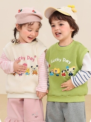 Áo gile len dệt kim CUTEPANDA'S cho bé trai bé gái họa tiết hoạt hình Lucky Day