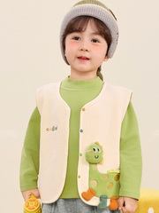 BST Áo gile lông cừu CUTEPANDA'S  cho bé trai, bé gái mềm mịn giữ ấm mùa đông hình khủng long 3D siêu cute