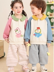Áo Nỉ Cổ Polo CUTEPANDA'S Chất Vải Mềm Mại Giữ Ấm Hình Thú Dễ Thương Cho Bé Trai Bé Gái