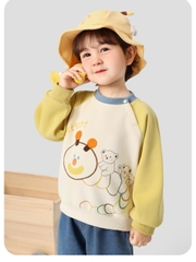 Áo Sweater Nỉ Bông Dài Tay CUTEPANDA'S Cho Bé Trai Bé Gái Phối Màu Tay Raglan Họa Tiết Dễ Thương