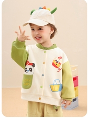 Áo Khoác Nỉ Cutepanda's Dễ Thương Phong Cách Bóng Chày Mùa Thu Đông Cho Bé Trai Bé Gái