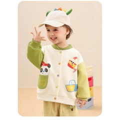 Áo Khoác Nỉ Cutepanda's Dễ Thương Phong Cách Bóng Chày Mùa Thu Đông Cho Bé Trai Bé Gái