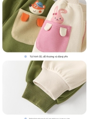 Quần Nỉ Bông Ống Bo Gấu CUTEPANDA'S Họa Tiết Thỏ Đáng Yêu Cho Bé Gái 1-8 Tuổi