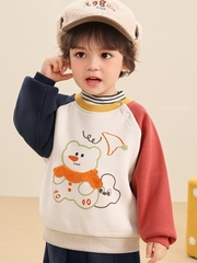 Bộ Nỉ Bông Phối Màu Hình Gấu CUTEPANDA'S Dài Tay Cho Bé Trai Bé Gái Phong Cách Hàn Quốc
