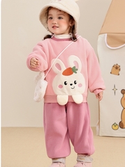 Bộ Quần Áo Nỉ Bông Hai Mặt CUTEPANDA'S Lót Lông Siêu Dày Dặn Giữ Ấm Mùa Đông Cho Bé Trai Bé Gái