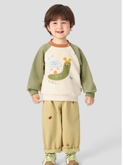 Áo Sweater Nỉ Bông Dài Tay CUTEPANDA'S Cho Bé Trai Bé Gái Phối Màu Tay Raglan Họa Tiết Dễ Thương