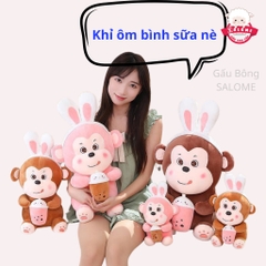 Gấu Bông Con Khỉ Ôm Bình Sữa Size 45cm-75cm
