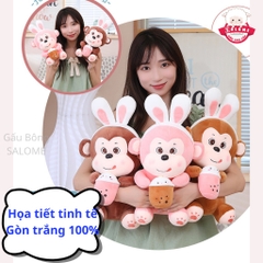 Gấu Bông Con Khỉ Ôm Bình Sữa Size 45cm-75cm