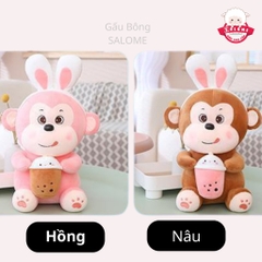 Gấu Bông Con Khỉ Ôm Bình Sữa Size 45cm-75cm