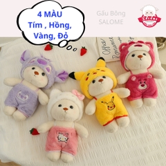 Gấu bông Lena đứng cosplay gấu dâu, stitch, hello kitty, pikachu