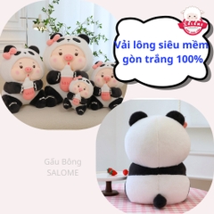 Gấu Bông Heo Nón Gấu Trúc Ôm Bình Sữa