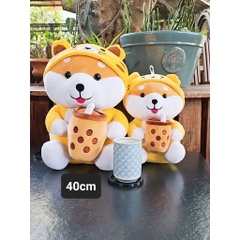 Gấu Bông Chó Shiba Ôm Trà Sữa