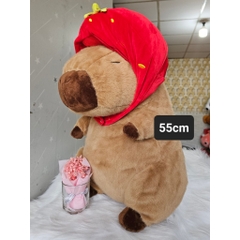 Gấu Bông Capybara Đeo Nón Dâu